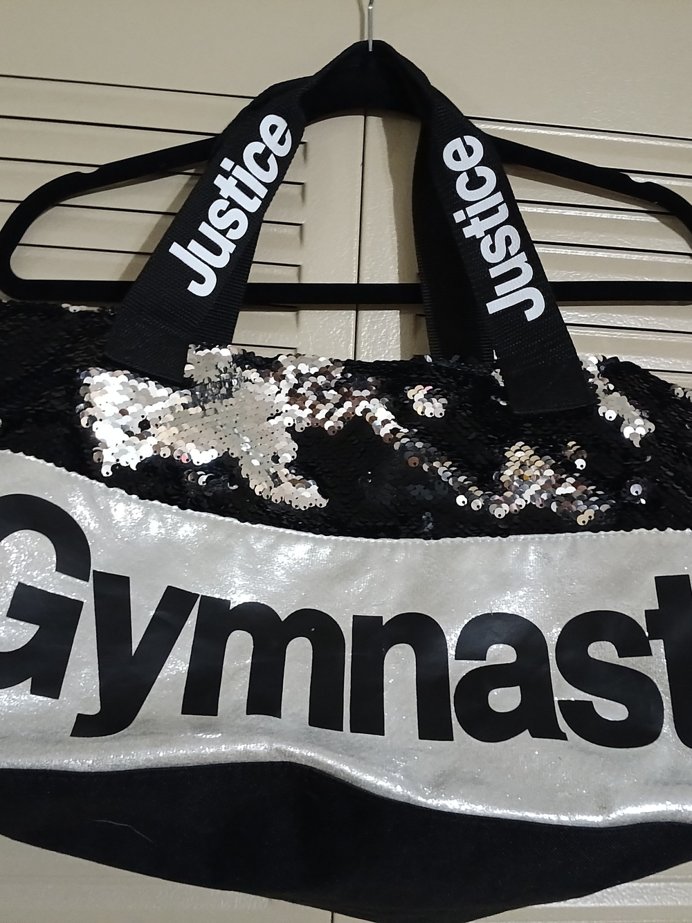Justice Black and Silver Sequin Gymnastics Tote